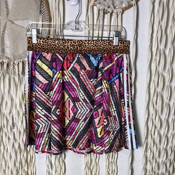Adidas X Farm Rio Colorful Mixed Geometric Print Skater Skirt Size Small - Picture 1 of 11